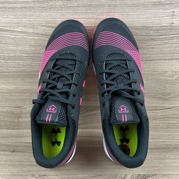 Under Armour Women's Black & Pink Baseball & Softball Sport Shoes - Picture 7 of 8